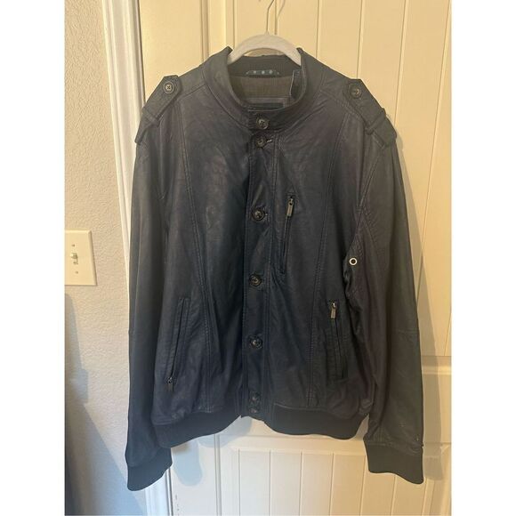 Perry Ellis Blue Buttoned Bomber Jacket - Size XL - Picture 1 of 13